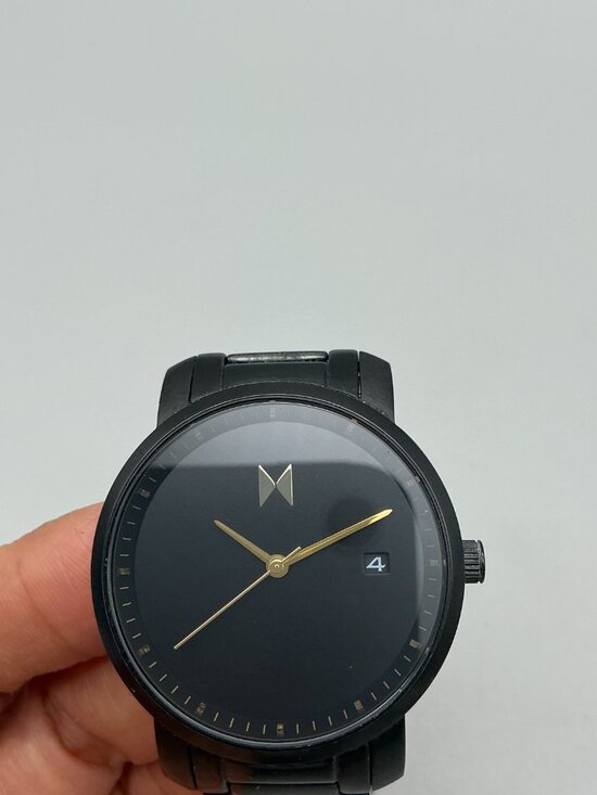 MVMT Classic Black Gold Watch Women 38mm Stainless Date New Battery 7.25\